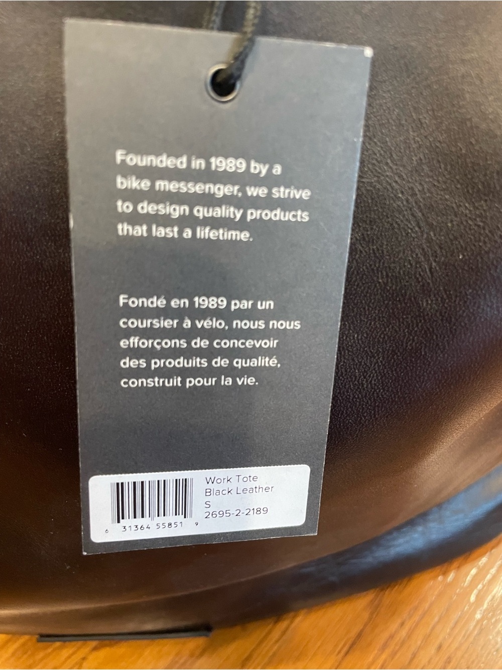 Timbuk2 Black Leather Laptop Tote with Blue Interior Trim - Picture 2 of 2